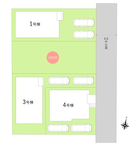 富士見市水谷東１丁目の新築一戸建の区画図|全棟駐車スペース2台分！
周辺は低層住宅が建ち並ぶ穏やかな住環境です。