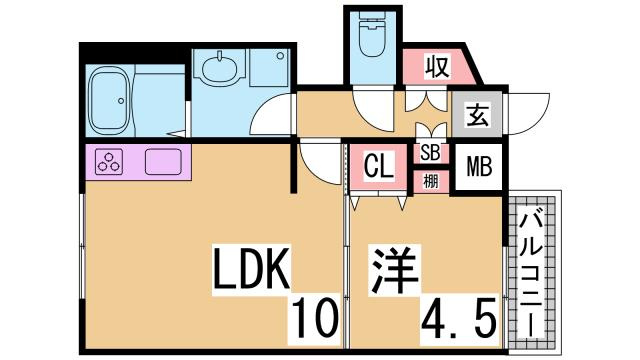 神戸市須磨区須磨浦通５丁目のアパートの間取り