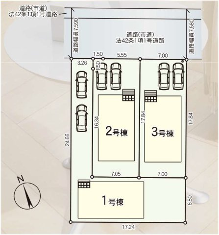 久留米市東合川新町第2-2号棟の区画図