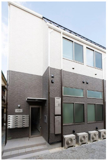 足立区千住大川町のアパートのエントランス