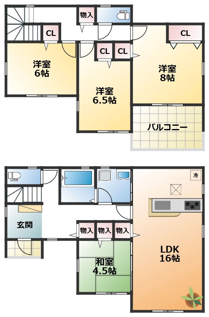 LiveleGarden.S第5栃木市岩舟町静和の間取り|全室南向きで陽当たりの良い間取りです