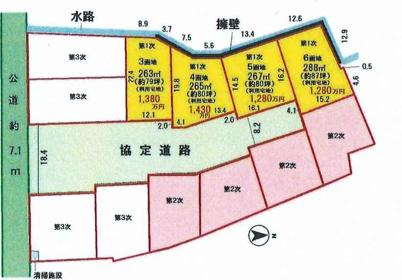 坂戸市中小坂　建築条件なし売地　「鶴ヶ島駅」徒歩30分　敷地80坪　【上谷小学区】の土地図