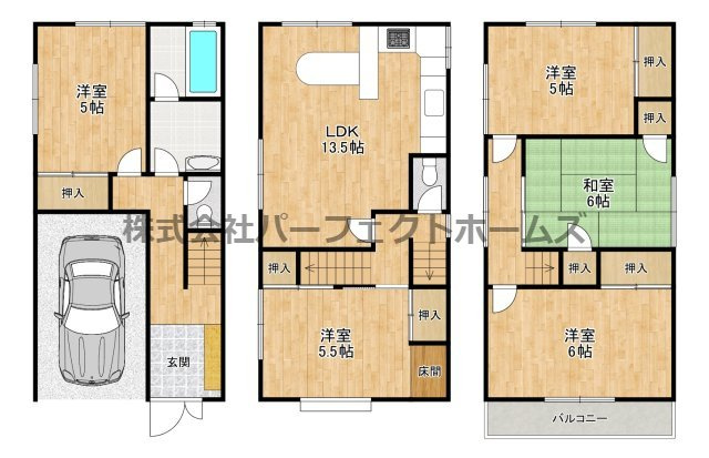 中宮西之町戸建　賃貸の間取り