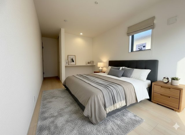 三郷市彦川戸1丁目　新築戸建　全1棟の寝室|現況の物件写真にCGによる画像処理を行っています。家具、家電、小物、カーテン等はイメージはCGです。