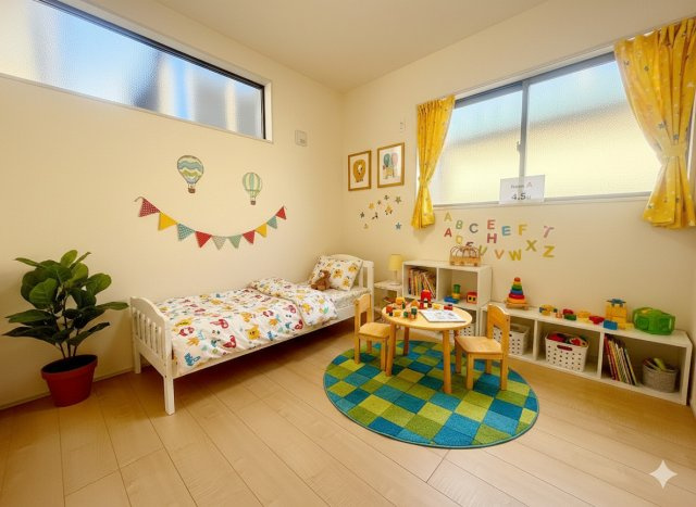 三郷市彦川戸1丁目　新築戸建　全1棟の子供部屋|現況の物件写真にCGによる画像処理を行っています。家具、家電、小物、カーテン等はイメージはCGです。