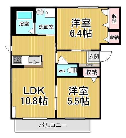 【間取り】 | ヴィルシャッツ | 2部屋採光の明るい室内です♪
