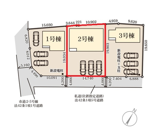 リーブルガーデン  常陸大宮市中富町　第3　2の区画図|前面道路幅4.0メートル、並列駐車可能です！
