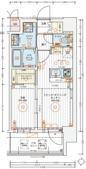 エステムコート新大阪X VIパルスの間取り