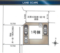 つくば市自由ケ丘第10　新築戸建て　1号棟の区画図