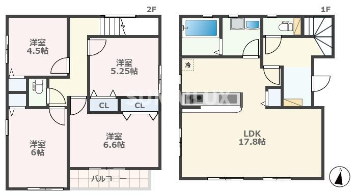 熊本市中央区出水６丁目の一戸建ての間取り