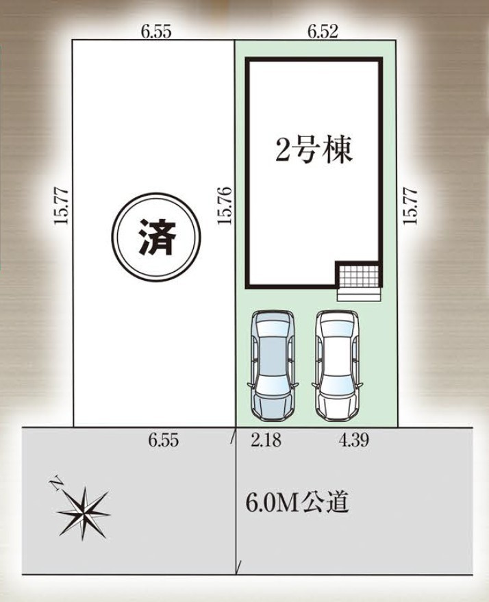 越谷市大沢2号棟　新築戸建の区画図