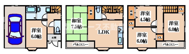 【間取り】 | 楠根２丁目貸家