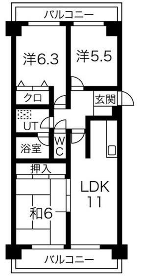 ライオンズマンション杁中ガーデンＤ棟の間取り