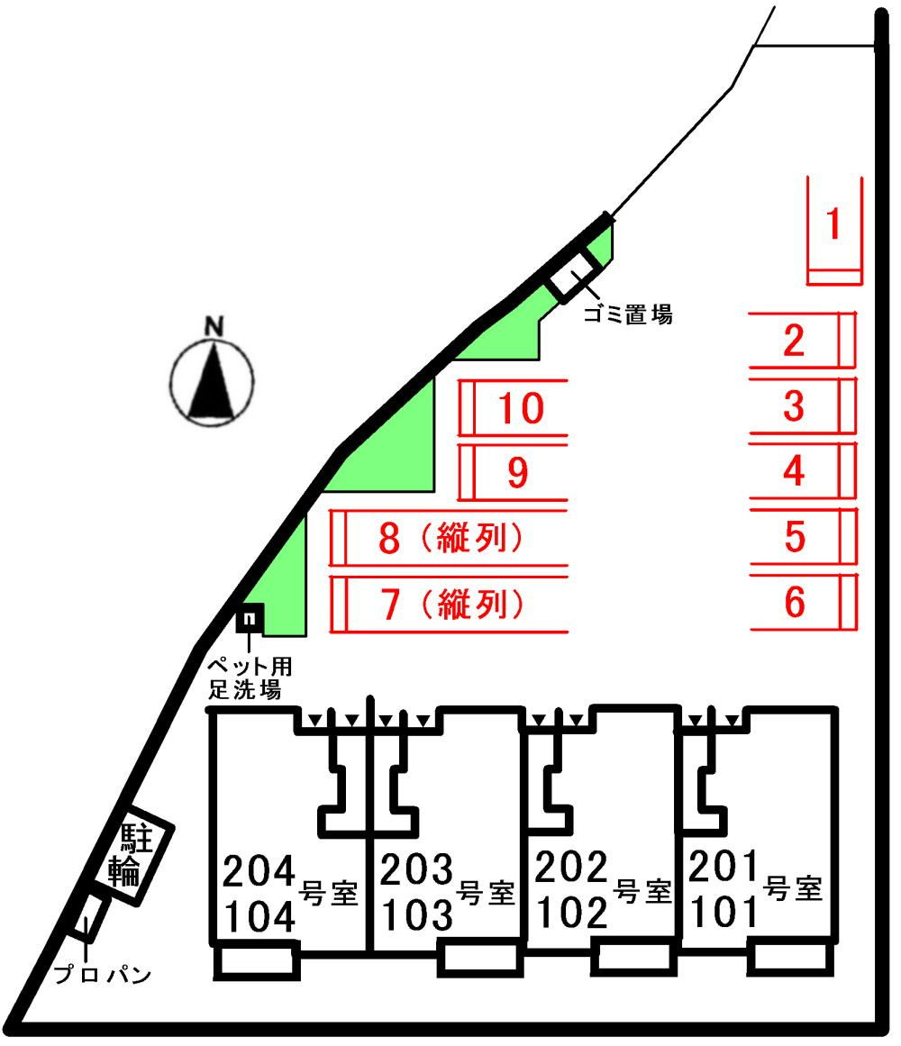 アパートメント　ジェルメの区画図|駐車場