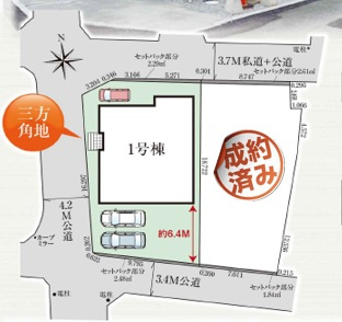 ★★恩納村安冨祖-①号棟の区画図|駐車スペース3台