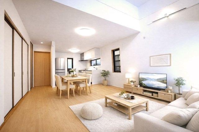 泉大津市板原町3丁目の居間・リビング|LDK：バーチャルステージング（実際には家具はついていません）
