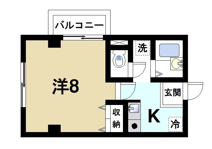 ジュネス東生駒の間取り|1K