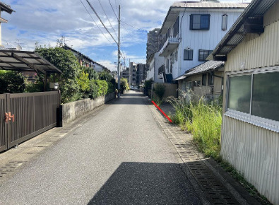 高知市鴨部　建築条件なし売地の前面道路含む現地写真|閑静な住宅街です♪