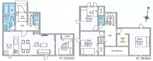 【間取り】 | 前橋市六供町　新築住宅 | 暖かな日差しが差し込む南向きの4LDK！
対面式キッチンを配した、家族との距離もグッと近くなるLDK
