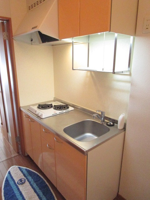 メゾン南林間Ⅱのキッチン|ガス２口システムキッチン　※マット