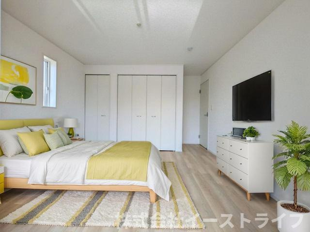 【新築戸建】　いわき市常磐西郷町第10　全10棟の寝室|2号棟の寝室に家具を配置したイメージ画像です
※本画像はCGで作成しており、実際に現地に 家具は置かれておりません。また、価格に 家具は含まれておりません。