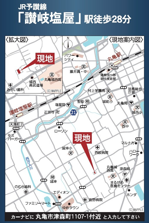 丸亀市津森町の新築一戸建の地図
