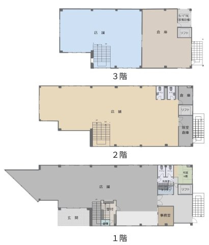 津山市　河辺　3階建店舗ビル　の間取り