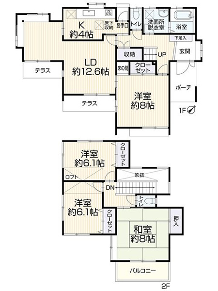 【間取り】 | 筑紫野市美しが丘南４丁目　中古戸建☆仲介手数料無料☆