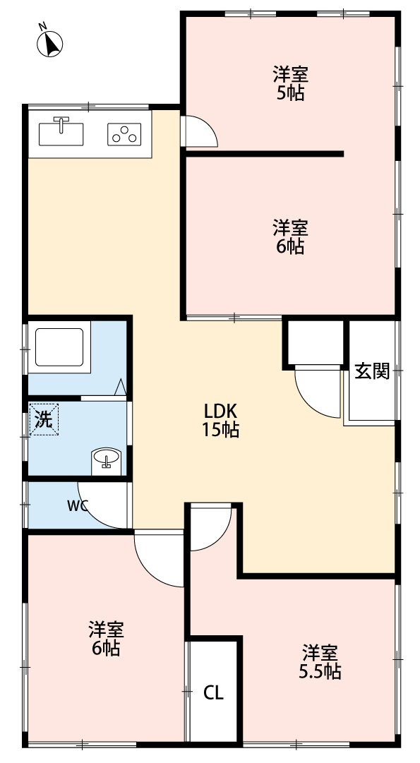 小牧市大字林　中古戸建の間取り|平屋です。