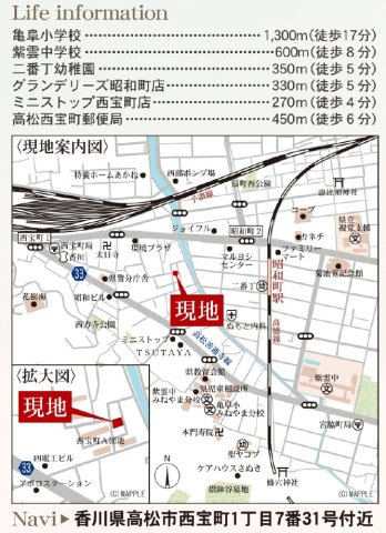 高松市西宝町１丁目の新築一戸建の地図