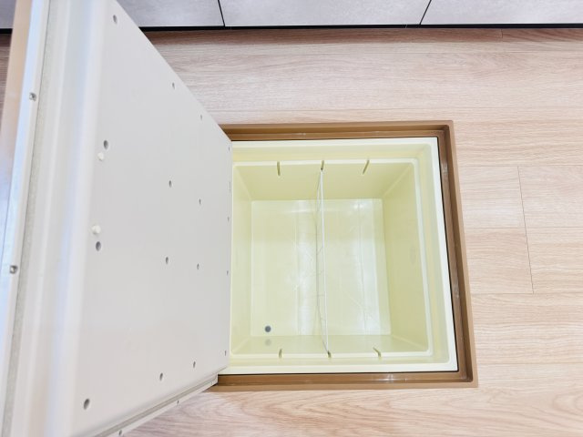 三郷市鷹野５丁目新築戸建【鷹野小学校：8分】のキッチン|キッチン床下収納