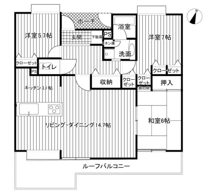 姫路市広畑区吾妻町３丁目の賃貸マンションの間取り