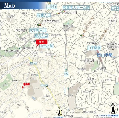 仲介手数料無料　横浜市中区山元町３丁目の地図