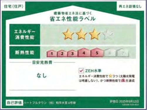 柏市大室の省エネ性能ラベル