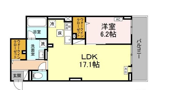 稲城市東長沼の賃貸マンションの間取り