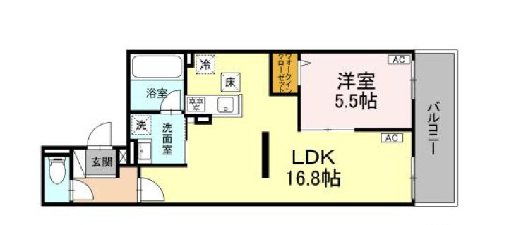 稲城市東長沼の賃貸マンションの間取り