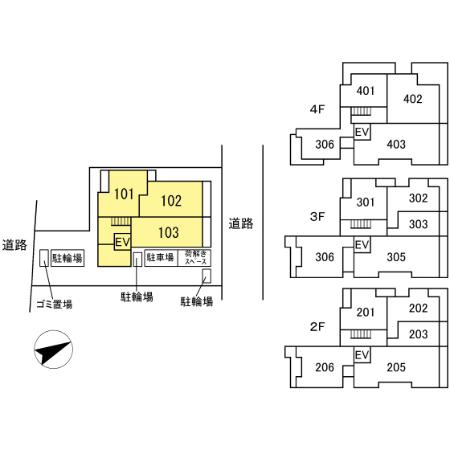 稲城市東長沼の賃貸マンションの区画図