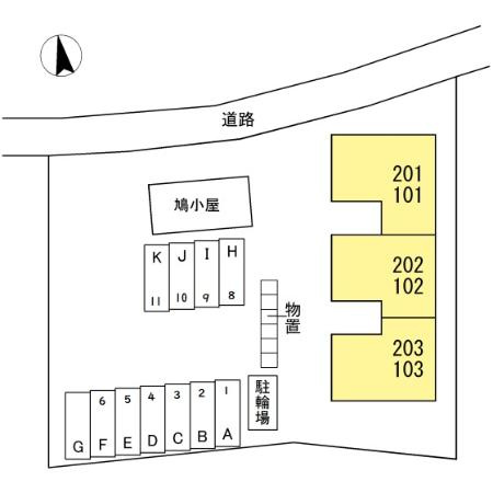 コーポビューラーⅡ101の区画図
