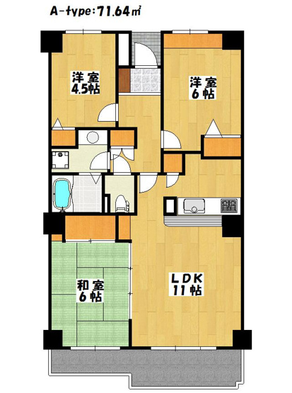【間取り】 | Ｔ’ｓ　ｇａｒｄｅｎ西船橋 | 73.44㎡あり、ゆったりとしたつくりの3DKです。