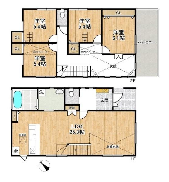 北葛城郡上牧町ゆりが丘１丁目の中古一戸建の間取り