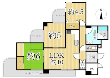 【間取り】 | K51359-ﾙﾓﾝ紫野