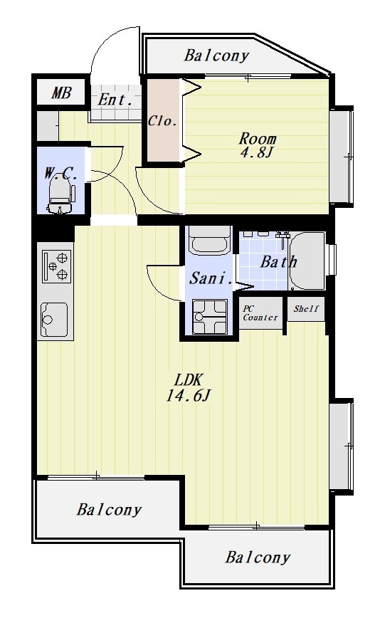 ヴェルテ山本 403号室の間取り