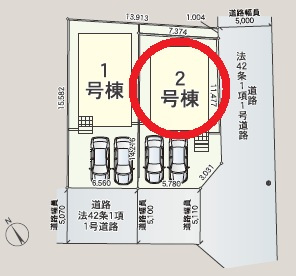 豊田市青木町第10　新築分譲住宅　全2棟　2号棟の区画図
