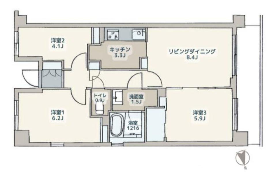 府中市白糸台３丁目の中古マンションの間取り