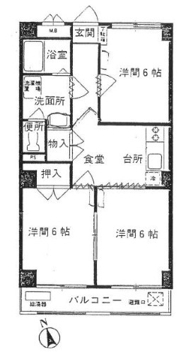【間取り】 | サンハイツ泉町 | 南向きのお部屋なので、陽当たり・通風良好です！