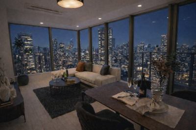 【浴室】 | 500万分プレゼント中！パークタワー晴海 | 27階の角部屋からは色々な景色が楽しめます（AIで画像補正しています）