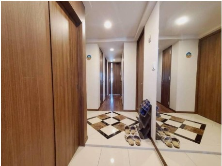 高知市北本町2丁目クレアホームズ高知駅前　中古マンションの玄関|姿見付きで広がりを感じる玄関