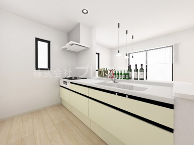 【キッチン】 | 大和郡山市九条町の新築一戸建 全１１区画 | ３号地キッチン完成イメージ／人気の対面キッチン♪