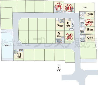 【区画図】 | 大和郡山市九条町の新築一戸建 全１１区画 | 全体区画図