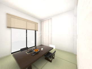 【和室】 | 大和郡山市九条町の新築一戸建 全１１区画 | ３号地和洋室完成イメージ／ゆったりとくつろげる和洋室です♪